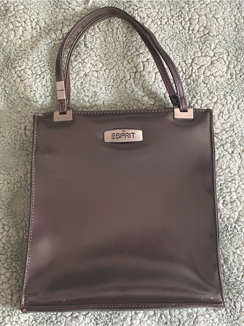 Esprit Vintage Rare Women's Dark Plum mini patent leather Tote Bag